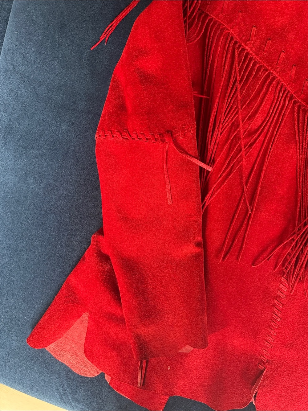 Vintage Scully Red Suede Fringe Leather Jacket M - Picture 6 of 7